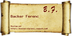 Backer Ferenc névjegykártya