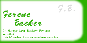ferenc backer business card